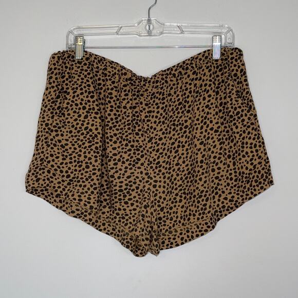 Aerie Womens Leopard Print Pull On Shorts Size Large Cheetah Animal Elastic Soft - Picture 1 of 10